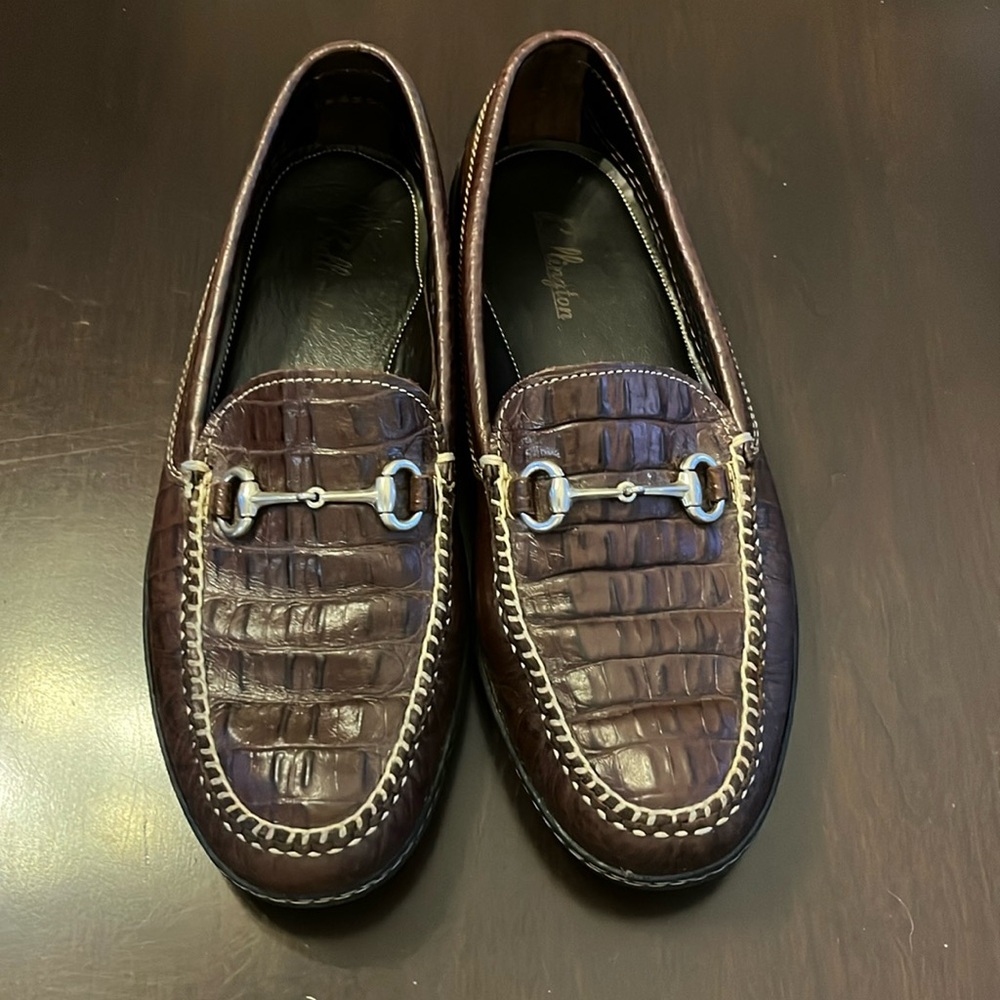 Bullington Men’s bit loafers faux alligator Brown size 10.5